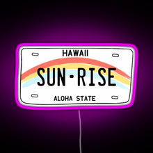 Charger l&#39;image dans la galerie, Hawaii Sunrise Licence Plate RGB neon sign  pink
