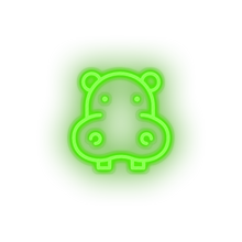Charger l&#39;image dans la galerie, green hippopotamus led animal cartoon fauna herbivore hippo hippopotamus zoo neon factory
