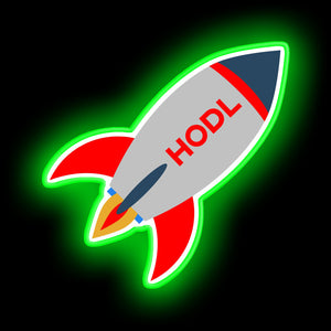 Hold Crypto Rocket Neon Sign