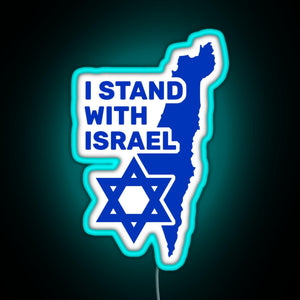 I Stand With Israel Show Your Support For Israel RGB neon sign lightblue 