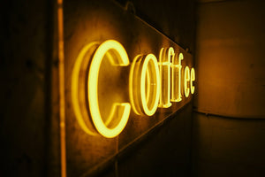 neon sign for coffee shop