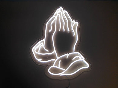 Hands Pray Light Neon Sign