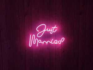 Just Married, Unbreakable Neon Sign, Neon Letters, Transparent background