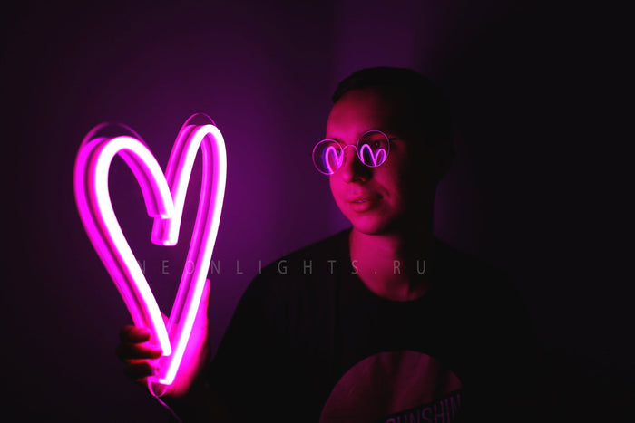 Neon sign heart, custom neon signs, led neon sign, heart shaped sign, pink heart neon sign, best gift, worldwide shipping, wedding decor