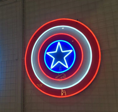 Captain America Neon, Wall Neon Art, Wall Decor, Super hero Neon Light, Avengers America, Wall Neon Signs, Custom Neon Decor