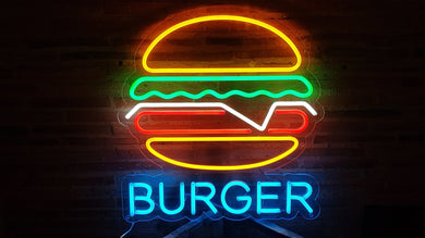Burger neon sign for restaurant