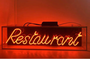 Former Neon Sign "RESTAURANT" Double Face "to Bientot" Vintage