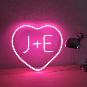 Heart neon Sign with Initials