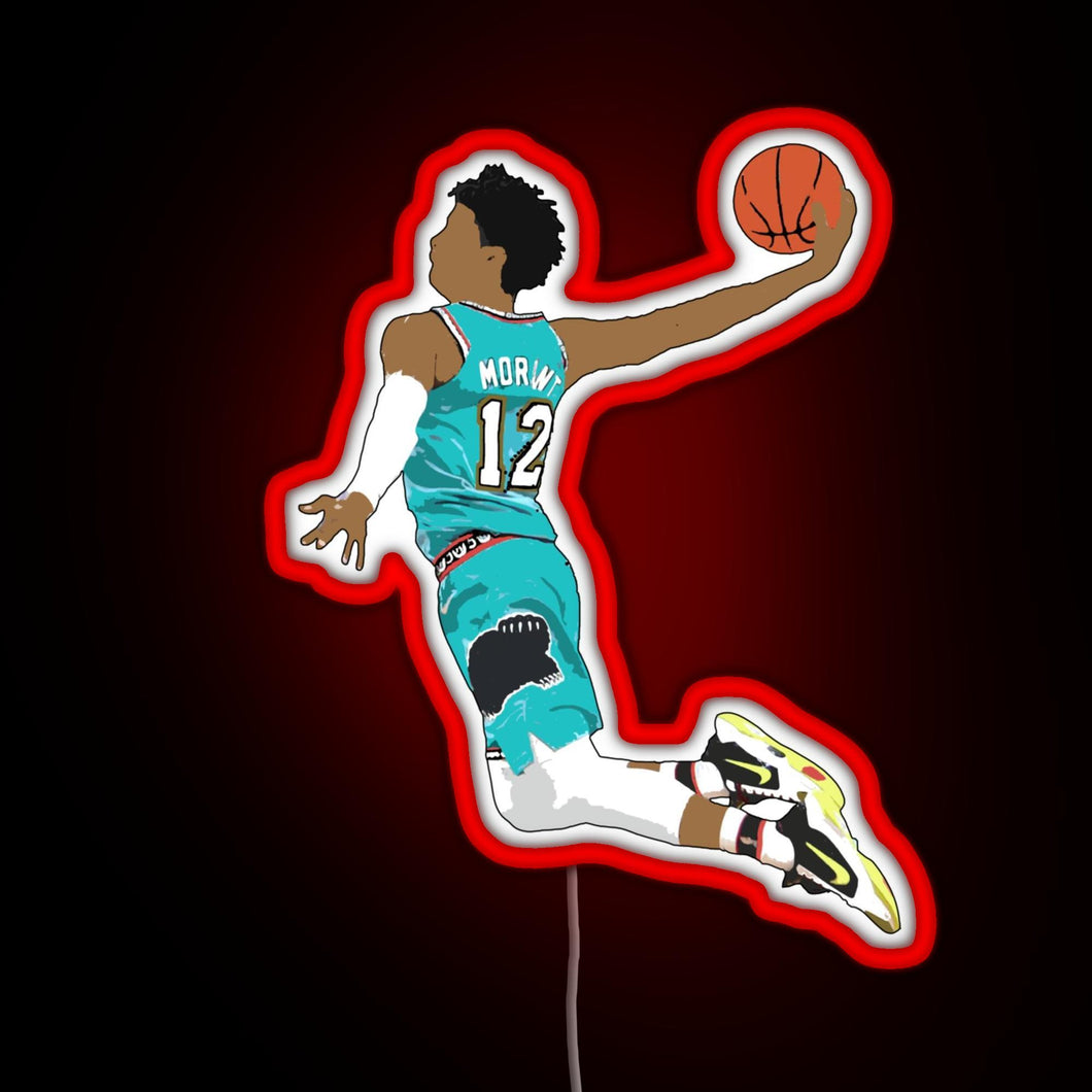 Ja Morant Dunk RGB neon sign red