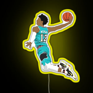 Ja Morant Dunk RGB neon sign yellow