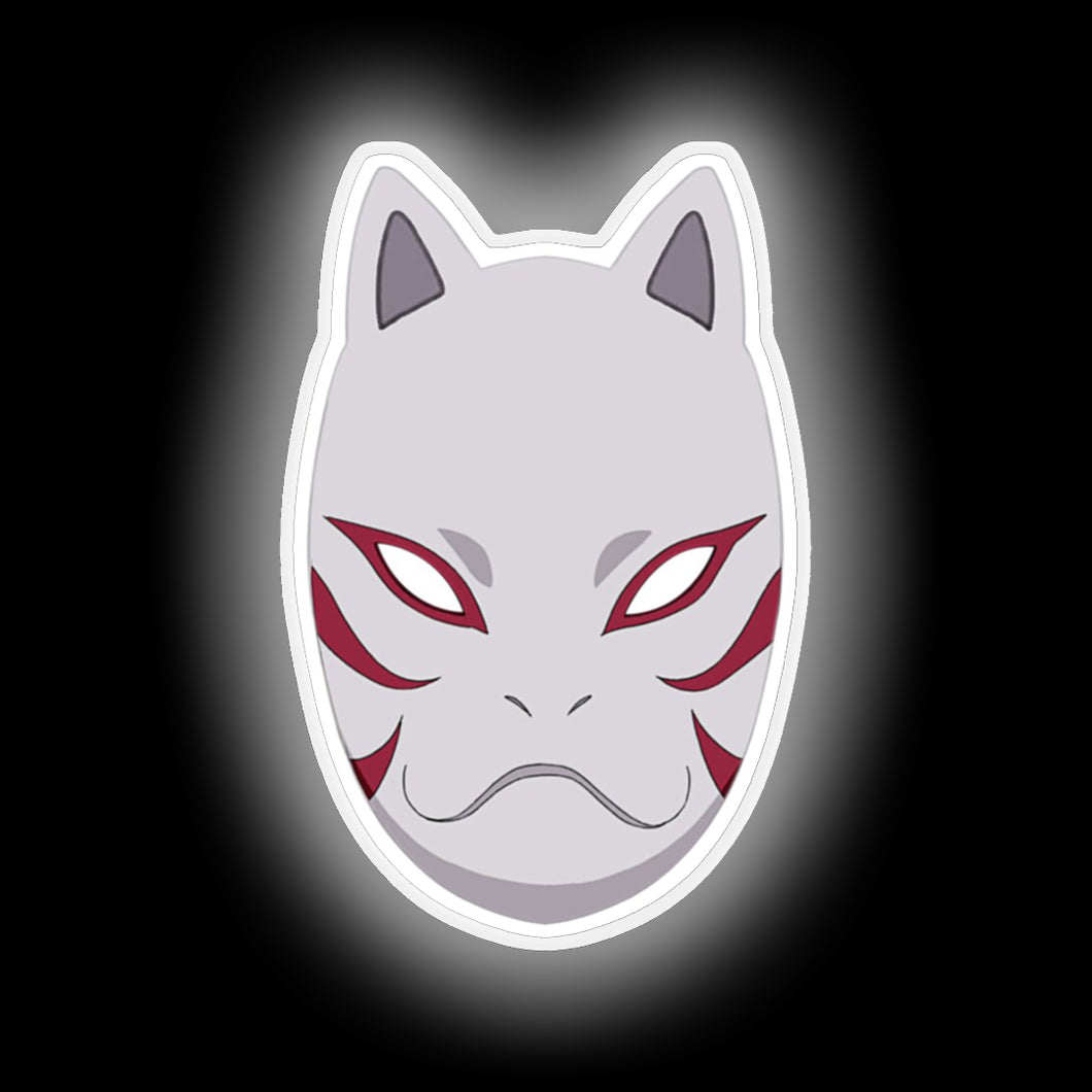 Signe de néon de masque de renard japonais