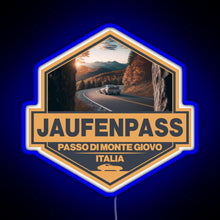 Charger l&#39;image dans la galerie, Jaufenpass Italy Travel Art Badge RGB neon sign blue