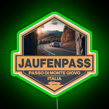 Charger l&#39;image dans la galerie, Jaufenpass Italy Travel Art Badge RGB neon sign green