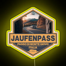 Charger l&#39;image dans la galerie, Jaufenpass Italy Travel Art Badge RGB neon sign yellow