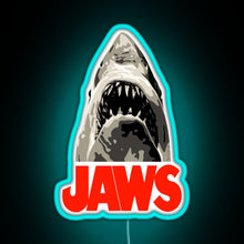 Charger l&#39;image dans la galerie, JAWS Great White Shark RGB neon sign lightblue 