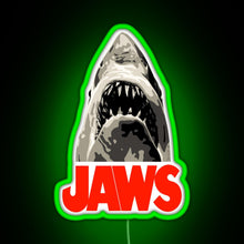 Charger l&#39;image dans la galerie, JAWS Great White Shark RGB neon sign green