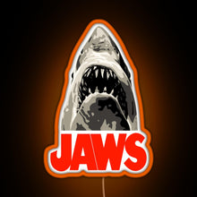 Charger l&#39;image dans la galerie, JAWS Great White Shark RGB neon sign orange