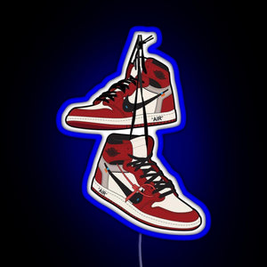 Jordan1 Retro Sneakers RGB neon sign blue