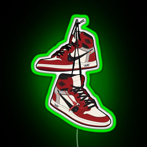 Jordan1 Retro Sneakers RGB neon sign green