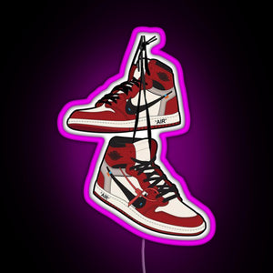 Jordan1 Retro Sneakers RGB neon sign  pink