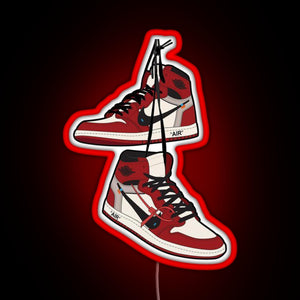Jordan1 Retro Sneakers RGB neon sign red