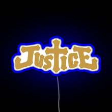 Charger l&#39;image dans la galerie, Justice electro music logo RGB neon sign blue