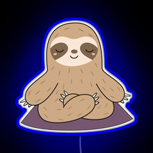 Charger l&#39;image dans la galerie, Kawaii Cute Yoga Meditating Sloth RGB neon sign blue