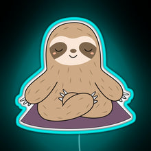 Charger l&#39;image dans la galerie, Kawaii Cute Yoga Meditating Sloth RGB neon sign lightblue 