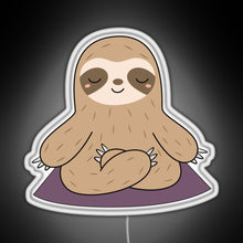 Charger l&#39;image dans la galerie, Kawaii Cute Yoga Meditating Sloth RGB neon sign white 