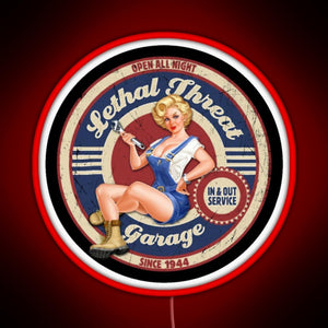 Lethal Threat Garage PinUp RGB neon sign red