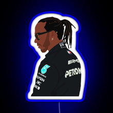 Charger l&#39;image dans la galerie, Lewis Hamilton for Mercedes at 2021 pre season testing at Bahrain RGB neon sign blue