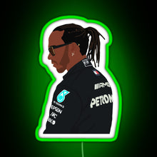 Charger l&#39;image dans la galerie, Lewis Hamilton for Mercedes at 2021 pre season testing at Bahrain RGB neon sign green