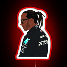 Charger l&#39;image dans la galerie, Lewis Hamilton for Mercedes at 2021 pre season testing at Bahrain RGB neon sign red