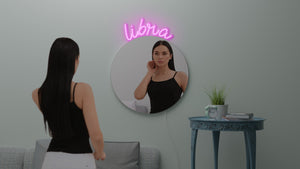 astrology neon signs with mirrors