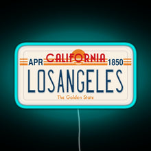Charger l&#39;image dans la galerie, Los Angeles California License Plate RGB neon sign lightblue 
