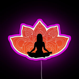 Meditating in a Lotus Pose RGB neon sign  pink