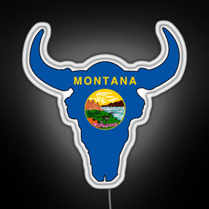 Montana Bison RGB neon sign white 