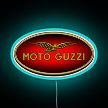 Charger l&#39;image dans la galerie, Moto Guzzi Logo Type 1 Colour RGB neon sign lightblue 