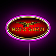 Charger l&#39;image dans la galerie, Moto Guzzi Logo Type 1 Colour RGB neon sign  pink