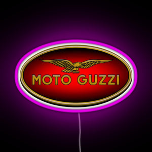 Moto Guzzi Logo Type 1 Colour RGB neon sign  pink