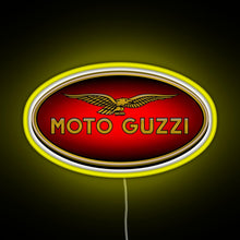Charger l&#39;image dans la galerie, Moto Guzzi Logo Type 1 Colour RGB neon sign yellow