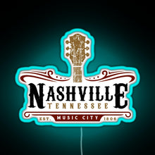 Charger l&#39;image dans la galerie, Nashville Tennessee Music City USA America Gift RGB neon sign lightblue 