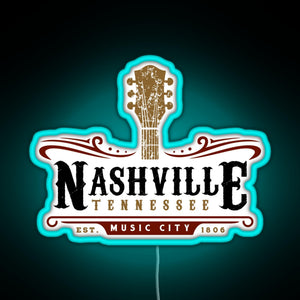 Nashville Tennessee Music City USA America Gift RGB neon sign lightblue 