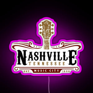 Nashville Tennessee Music City USA America Gift RGB neon sign  pink