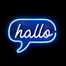 Charger l&#39;image dans la galerie, Blue neon sign - German hallo hello