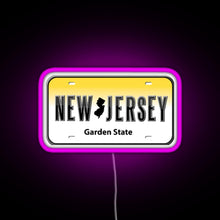 Charger l&#39;image dans la galerie, New Jersey License Plate RGB neon sign  pink