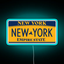Charger l&#39;image dans la galerie, New York License Plate Sticker RGB neon sign lightblue 