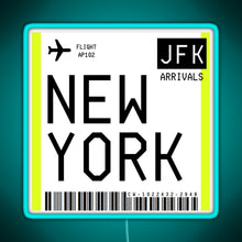 Charger l&#39;image dans la galerie, New York Mini Boarding Pass RGB neon sign lightblue 