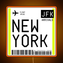 Charger l&#39;image dans la galerie, New York Mini Boarding Pass RGB neon sign orange