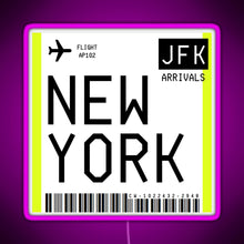Charger l&#39;image dans la galerie, New York Mini Boarding Pass RGB neon sign  pink